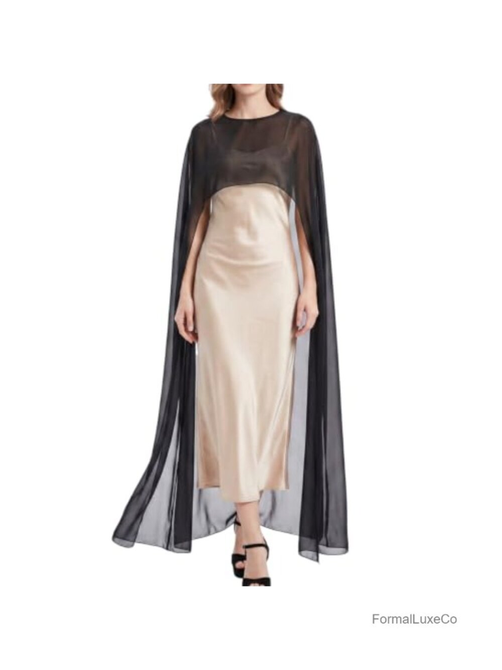 Chiffon Capelet Shawl Wrap for Evening Dress Bridal Wedding Cover Up
